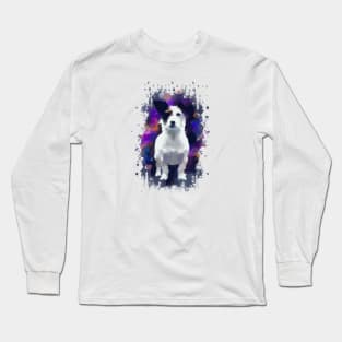 Adorable Jack Russell Terrier Stencil Watercolor Long Sleeve T-Shirt